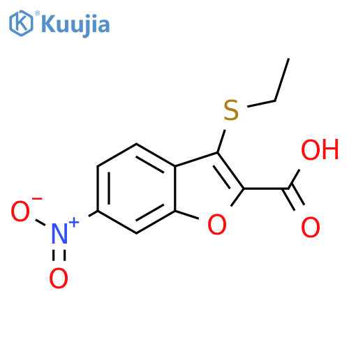 2-Benzofurancarboxylic acid, 3-(ethylthio)-6-nitro- structure