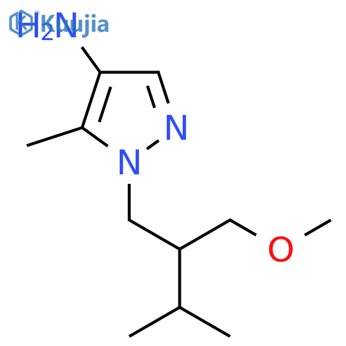 1-2-(methoxymethyl)-3-methylbutyl-5-methyl-1H-pyrazol-4-amine structure