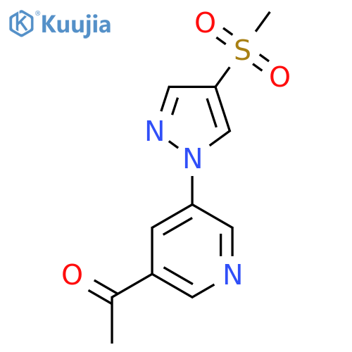 1-5-(4-methanesulfonyl-1H-pyrazol-1-yl)pyridin-3-ylethan-1-one structure