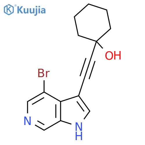 1-(2-{4-bromo-1H-pyrrolo2,3-cpyridin-3-yl}ethynyl)cyclohexan-1-ol structure
