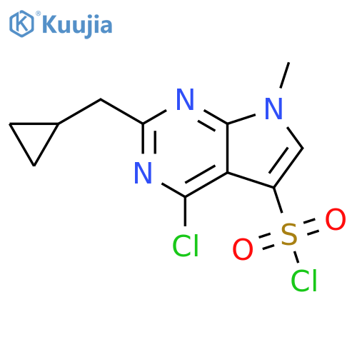 7H-Pyrrolo[2,3-d]pyrimidine-5-sulfonyl chloride, 4-chloro-2-(cyclopropylmethyl)-7-methyl- structure
