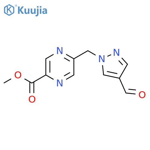 methyl 5-[(4-formyl-1H-pyrazol-1-yl)methyl]pyrazine-2-carboxylate structure