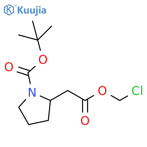 2-Pyrrolidineacetic acid, 1-[(1,1-dimethylethoxy)carbonyl]-, chloromethyl ester structure