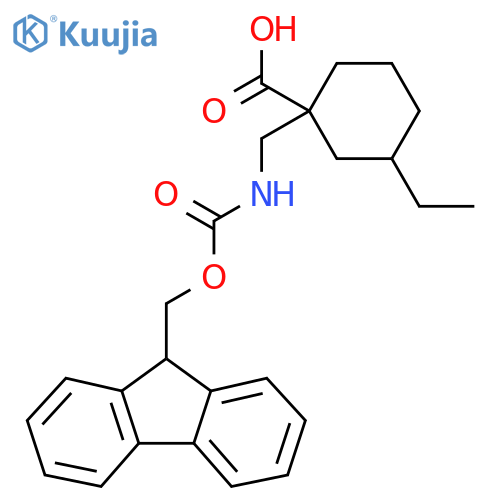 3-ethyl-1-({(9H-fluoren-9-yl)methoxycarbonyl}amino)methylcyclohexane-1-carboxylic acid structure