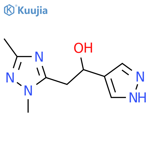 2-(dimethyl-1H-1,2,4-triazol-5-yl)-1-(1H-pyrazol-4-yl)ethan-1-ol structure