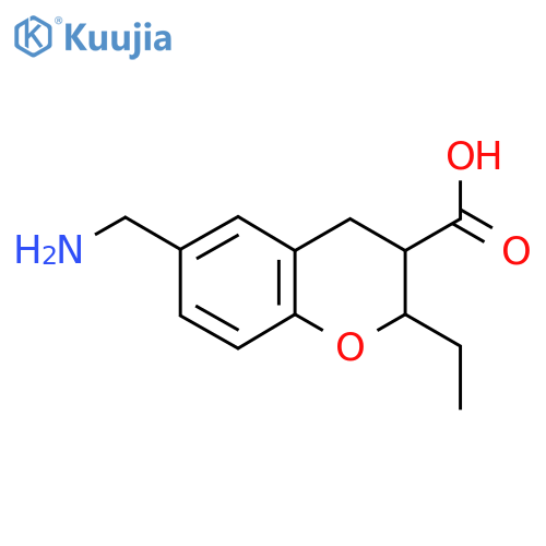 6-(aminomethyl)-2-ethyl-3,4-dihydro-2H-1-benzopyran-3-carboxylic acid structure
