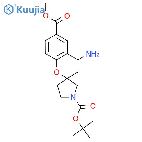 1'-tert-butyl 6-methyl 4-amino-3,4-dihydrospiro1-benzopyran-2,3'-pyrrolidine-1',6-dicarboxylate structure