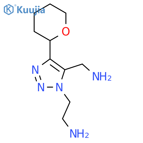 2-5-(aminomethyl)-4-(oxan-2-yl)-1H-1,2,3-triazol-1-ylethan-1-amine structure
