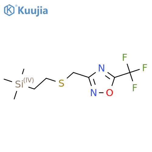 5-(trifluoromethyl)-3-({2-(trimethylsilyl)ethylsulfanyl}methyl)-1,2,4-oxadiazole structure