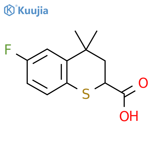 6-fluoro-4,4-dimethyl-3,4-dihydro-2H-1-benzothiopyran-2-carboxylic acid structure