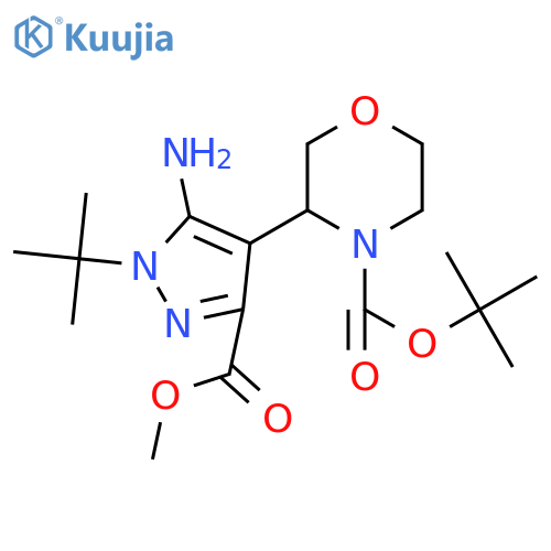 tert-butyl 3-5-amino-1-tert-butyl-3-(methoxycarbonyl)-1H-pyrazol-4-ylmorpholine-4-carboxylate structure