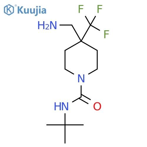 4-(aminomethyl)-N-tert-butyl-4-(trifluoromethyl)piperidine-1-carboxamide structure