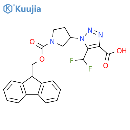 5-(difluoromethyl)-1-(1-{[(9H-fluoren-9-yl)methoxy]carbonyl}pyrrolidin-3-yl)-1H-1,2,3-triazole-4-carboxylic acid structure