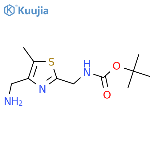 tert-butyl N-{4-(aminomethyl)-5-methyl-1,3-thiazol-2-ylmethyl}carbamate structure