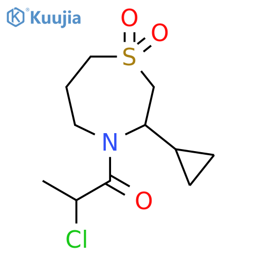 4-(2-Chloropropanoyl)-3-cyclopropyl-1lambda6,4-thiazepane-1,1-dione structure