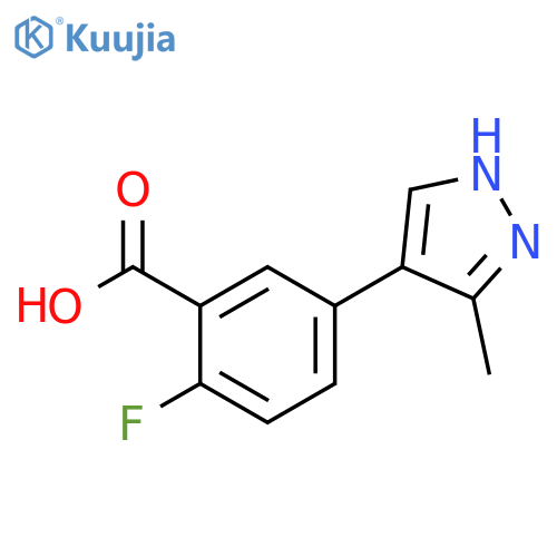 2-fluoro-5-(3-methyl-1H-pyrazol-4-yl)benzoic acid structure