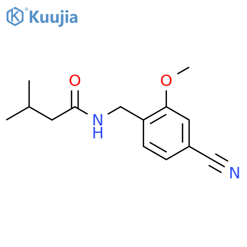 N-(4-cyano-2-methoxyphenyl)methyl-3-methylbutanamide structure