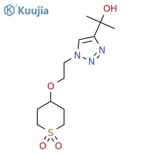 4-{2-[4-(2-hydroxypropan-2-yl)-1H-1,2,3-triazol-1-yl]ethoxy}-1lambda6-thiane-1,1-dione structure