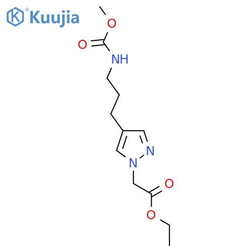ethyl 2-(4-{3-[(methoxycarbonyl)amino]propyl}-1H-pyrazol-1-yl)acetate structure