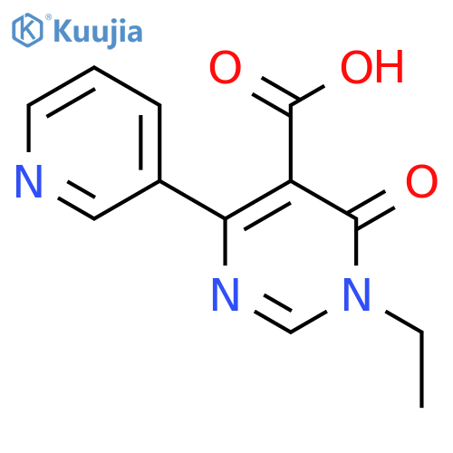 1-ethyl-6-oxo-4-(pyridin-3-yl)-1,6-dihydropyrimidine-5-carboxylic acid structure
