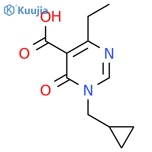 1-(cyclopropylmethyl)-4-ethyl-6-oxo-1,6-dihydropyrimidine-5-carboxylic acid structure