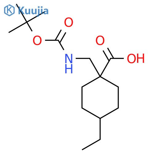 1-({(tert-butoxy)carbonylamino}methyl)-4-ethylcyclohexane-1-carboxylic acid structure