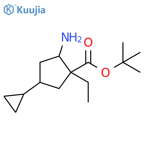 Cyclopentanecarboxylic acid, 2-amino-4-cyclopropyl-1-ethyl-, 1,1-dimethylethyl ester structure