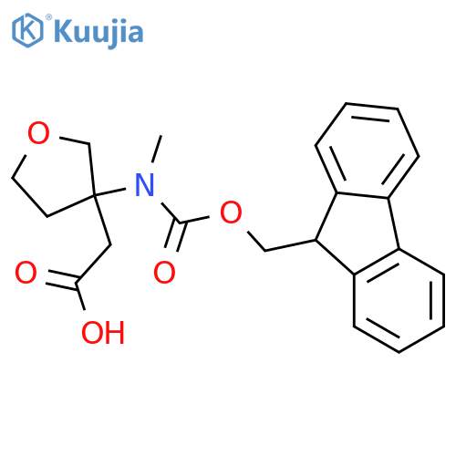 2-[3-({[(9H-fluoren-9-yl)methoxy]carbonyl}(methyl)amino)oxolan-3-yl]acetic acid structure