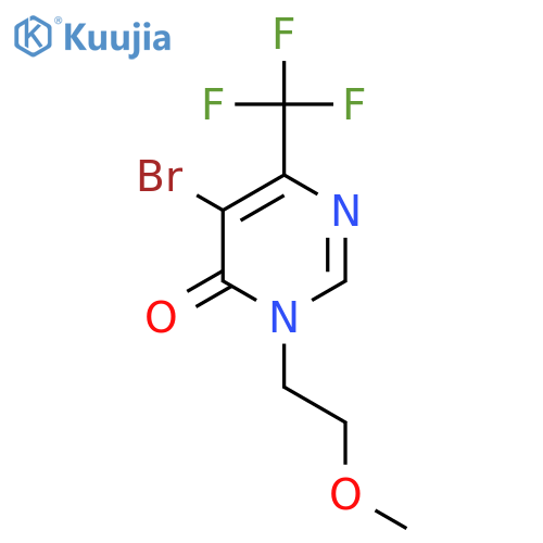 5-bromo-3-(2-methoxyethyl)-6-(trifluoromethyl)-3,4-dihydropyrimidin-4-one structure