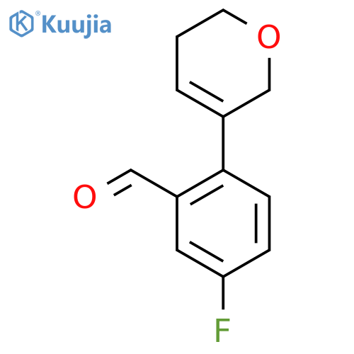 2-(5,6-dihydro-2H-pyran-3-yl)-5-fluorobenzaldehyde structure