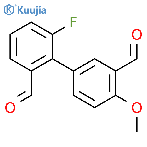 5-(2-fluoro-6-formylphenyl)-2-methoxybenzaldehyde structure