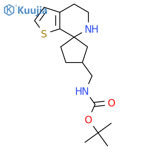tert-butyl N-({5',6'-dihydro-4'H-spirocyclopentane-1,7'-thieno2,3-cpyridine-4-yl}methyl)carbamate structure