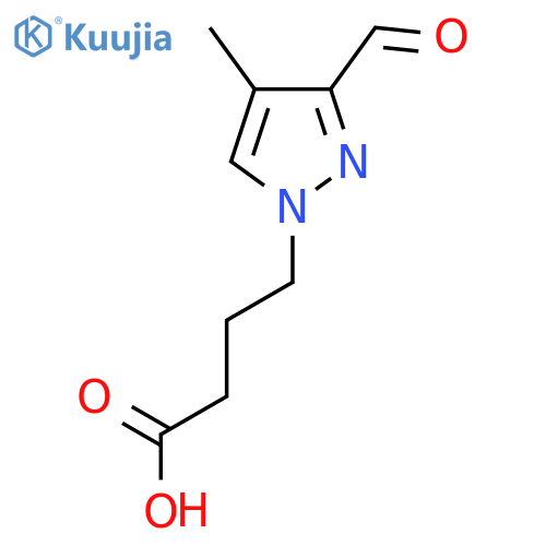 4-(3-formyl-4-methyl-1H-pyrazol-1-yl)butanoic acid structure