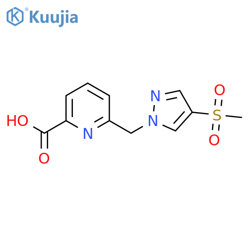 6-(4-methanesulfonyl-1H-pyrazol-1-yl)methylpyridine-2-carboxylic acid structure