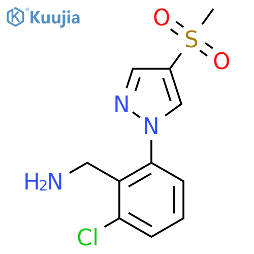 2-chloro-6-(4-methanesulfonyl-1H-pyrazol-1-yl)phenylmethanamine structure