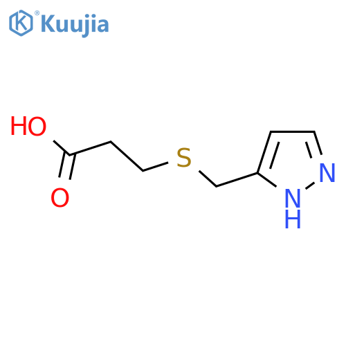 3-{(1H-pyrazol-3-yl)methylsulfanyl}propanoic acid structure