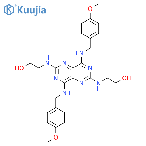 Ethanol,2,2'-[[4,8-bis[[(4-methoxyphenyl)methyl]amino]pyrimido[5,4-d]pyrimidine-2,6-diyl]diimino]bis- structure