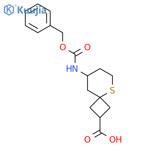 8-{(benzyloxy)carbonylamino}-5-thiaspiro3.5nonane-2-carboxylic acid structure