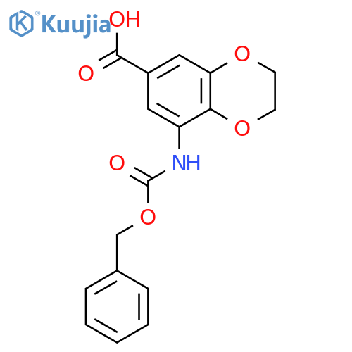 8-{(benzyloxy)carbonylamino}-2,3-dihydro-1,4-benzodioxine-6-carboxylic acid structure