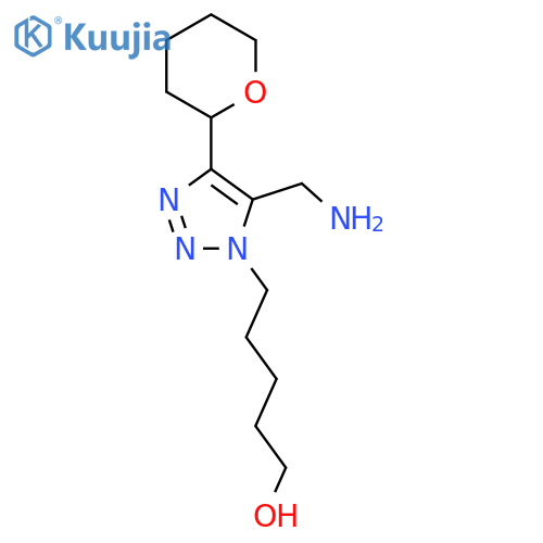 5-5-(aminomethyl)-4-(oxan-2-yl)-1H-1,2,3-triazol-1-ylpentan-1-ol structure