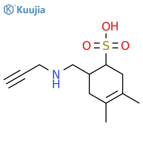 3,4-Dimethyl-6-{[(prop-2-yn-1-yl)amino]methyl}cyclohex-3-ene-1-sulfonic acid structure