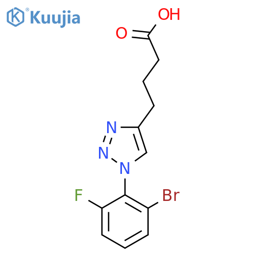4-[1-(2-bromo-6-fluorophenyl)-1H-1,2,3-triazol-4-yl]butanoic acid structure
