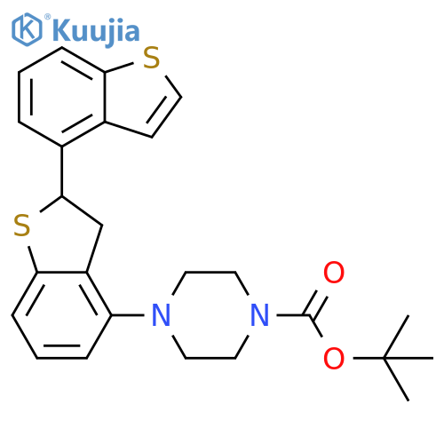 tert-butyl 4-[2-(1-benzothiophen-4-yl)-2,3-dihydro-1-benzothiophen-4-yl]piperazine-1-carboxylate structure
