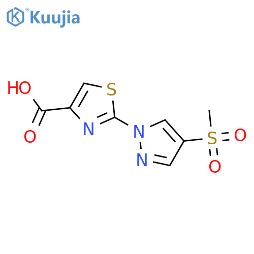 2-(4-methanesulfonyl-1H-pyrazol-1-yl)-1,3-thiazole-4-carboxylic acid structure