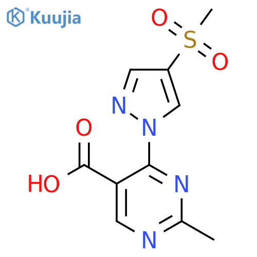 4-(4-methanesulfonyl-1H-pyrazol-1-yl)-2-methylpyrimidine-5-carboxylic acid structure