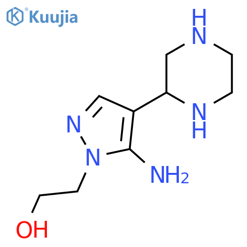 2-[5-amino-4-(piperazin-2-yl)-1H-pyrazol-1-yl]ethan-1-ol structure