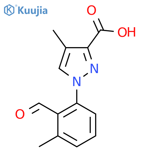 1-(2-formyl-3-methylphenyl)-4-methyl-1H-pyrazole-3-carboxylic acid structure