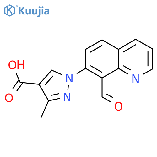 1-(8-formylquinolin-7-yl)-3-methyl-1H-pyrazole-4-carboxylic acid structure