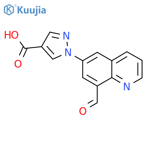 1-(8-formylquinolin-6-yl)-1H-pyrazole-4-carboxylic acid structure