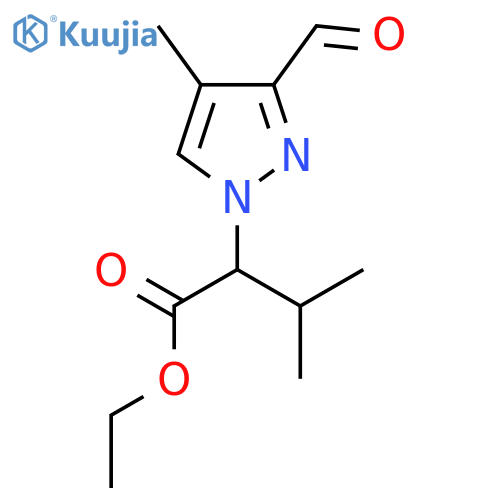 ethyl 2-(3-formyl-4-methyl-1H-pyrazol-1-yl)-3-methylbutanoate structure